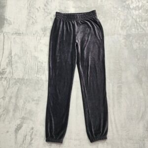 No Boundaries Pants Juniors S‎ Gray Velour Ribbed Jogger Tapered Pull On Stretch